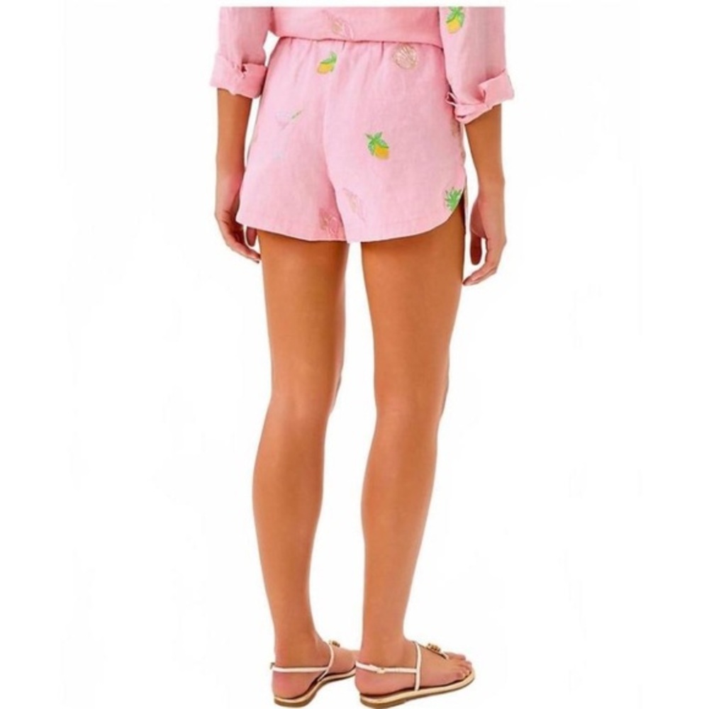 Lilly Pulitzer Elodey Linen Short Happy Hour Embroidery Pink NWT XL - Picture 8 of 8